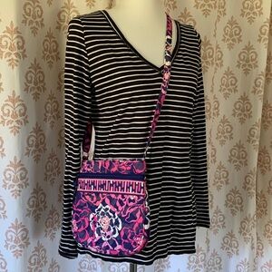 Vera Bradley pink and blue crossbody 8x8x1.5